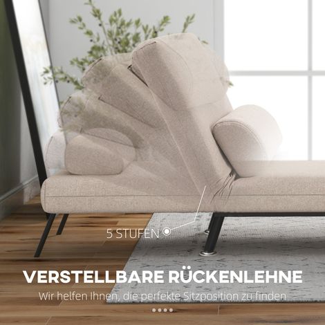 Fauteuil relax pliant avec fonction lit, dossier réglable, revêtement aspect lin, 75x70x75 cm, beige (1/5)