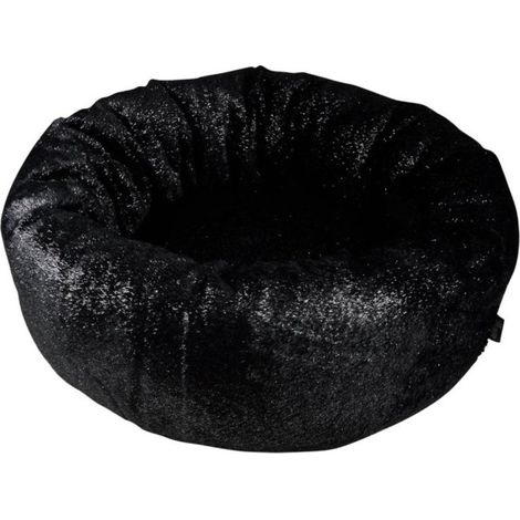 Coussin rond apaisant pour animaux à paillettes - Noir avec paillettes argentées - D 55 x H 25 cm - Livraison gratuite (1/3)