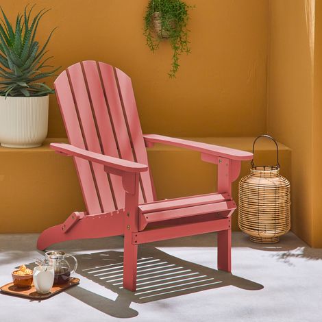 Sweeek – Fauteuil adirondack en bois d'acacia – Couleur terracotta – Dimensions 90 x 71 x 91,5 cm – Look rétro pour terrasse