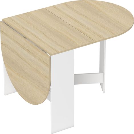 Tavolo Pieghevole per 6 Persone 163x80x75 cm con 2 Ribalte Ovale in Legno Color Legno (1/5)