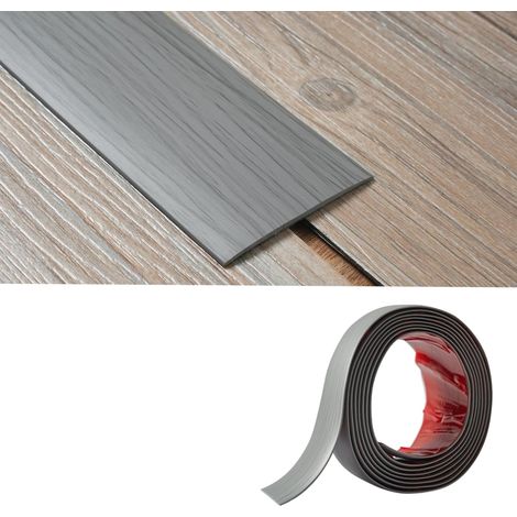 Selbstklebende Übergangsleiste – 1 Stück – Graue Holzmaserung (PVC) – Übergang zwischen Bodenbelag und Fliesen – Für Wohnzimmer/Küche – 5 cm x 2 mm x 2 m (1/5)