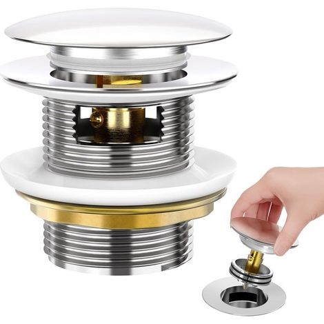 Bouchon de vidange, bouchon de vidange intégré, bouchon de vidange escamotable, bouchon de vidange pour baignoires îlot, avec filtre amovible, étanche et (1/5)