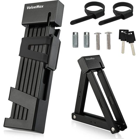 ValueMax Antivol Vélo Pliant, Extra Long 100cm, 6 Branches, Serrure de Vélo Pliant Robuste, avec 2 Clés et Support de Montage pour Vélo/Moto/Scooter/Porte Pliable