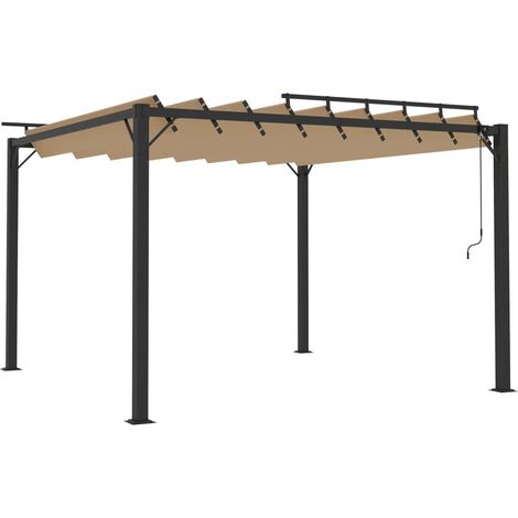 Tonnelle avec toit à persienne 3x3 m Taupe Tissu et aluminium