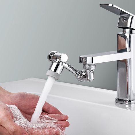 Rallonge de robinet universelle rotative à 1080 °, bras robotique rotatif à grand angle, robinet universel à filtre anti-éclaboussures, robinet avec 2 modes de sortie d'eau (double mode) (1/5)