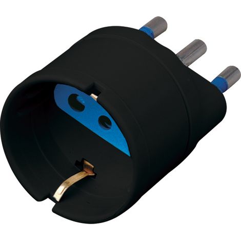 Adaptateur Noir Schuko 16A 250V Ca Prise Italienne 3 Broches Prise 2 Broches 16A Raccordement Électrique Standard Domestique Bureau Maison (1/3)