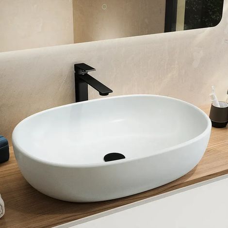 Miscelatore Lavabo Alto senza Scarico Slim in Ottone Nero Opaco Mod. Ingrid (1/5)