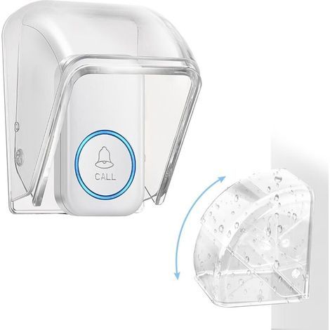 Housse de sonnette transparente pour extérieur, housse à rabat en plastique étanche pour bouton de sonnette, sonnette sans fil (9,7 x 6,4 x 6,4 cm) (1/4)