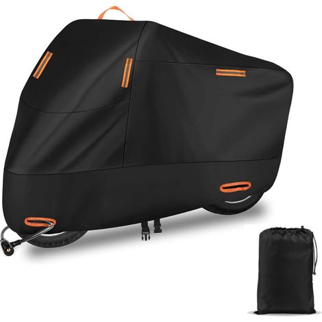 Housse pour moto/scooter - Universelle - Imperméable - Tissu Oxford 300D - Convient pour pare-brise - Anti-poussière/UV - Bande réfléchissante - Sac de rangement inclus - Usage intérieur/extérieur - X