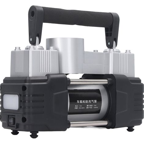 12V Tragbarer Luftkompressor mit Digitalanzeige, Doppelzylinder, Hochleistungspumpe mit LED-Leuchte für Autoreifen, 100PSI (1/5)