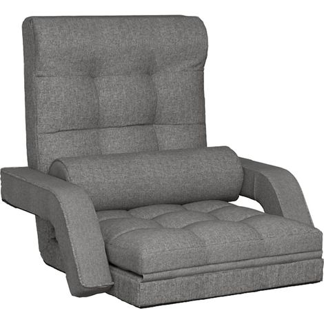Maison Exclusive - Sedia da Terra Pieghevole Funzione Letto Tessuto Grigio Chiaro (1/5)