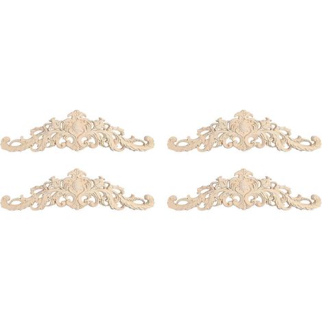 4pcs Bois Décoratif Long Sculpté Onlay Applique Meubles Coins Ornement Maison Porte Lit Décor 30 X (1/5)