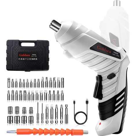 Tournevis sans fil et tournevis rotatif à 90 degrés avec batterie rechargeable et lumière LED pour bricolage à la maison (1/5)