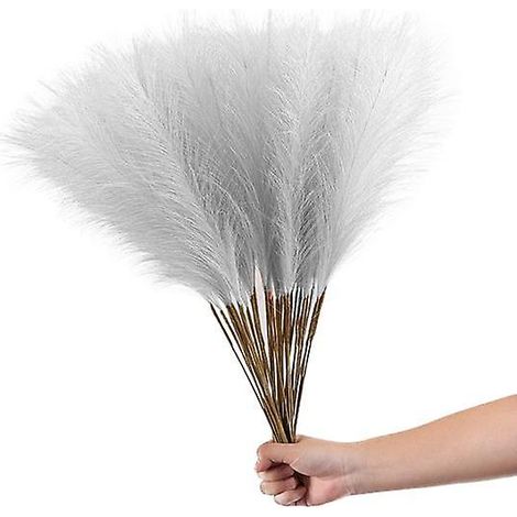 Lot de 20 tiges artificielles en roseau, sans arrosage, à la texture transparente, imitant l'herbe de la pampa, pour la décoration intérieure.blanc (1/5)