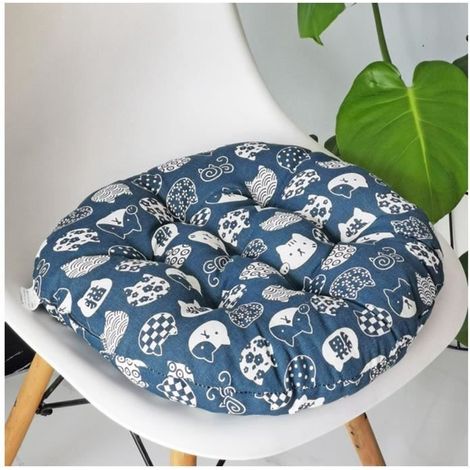 50x50 cm, rundes Sitzkissen, Dekoration für Zuhause, Esszimmer und Auto, Flachkissen für Stühle, Stil-24
