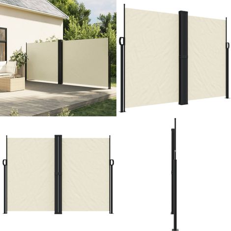 Auvent latéral rétractable crème 180x600 cm - Parasol - Écran D'intimité - Brise Vue - Auvent - Terrasse - Home & Living