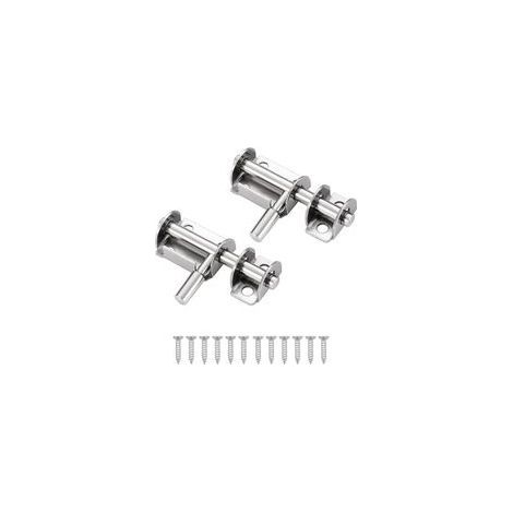 Set di 2 chiavistelli in acciaio inox per porte scorrevoli – Mini chiavistelli, perfetti per giardino, bovindo e magazzino (argento) (1/5)