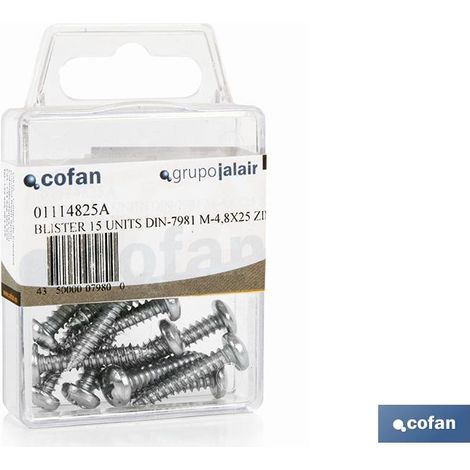 Pack 12 tornillos roscachapa M-4,8X25 con cabeza cilíndrica (1/3)
