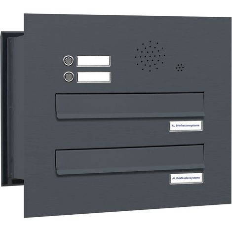 2er Briefkastenanlage Mauerdurchwurf Klingel RAL 7016 Anthrazit (1/5)