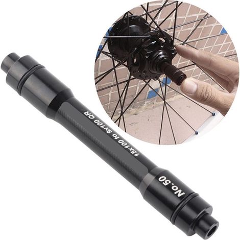 Adaptateur d'axe traversant 15mm pour moyeu 9mm à blocage rapide, compatible roue avant 100mm (Noir)