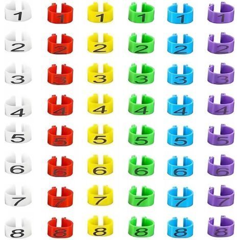 48 Stück Hühnerbeinringe zur Kennzeichnung, mehrfarbige Beinringe zur Hühnerkennzeichnung, nummerierte Clips für Geflügel, Ringe für Hühner, für Enten, Gänse (16 mm) (1/5)