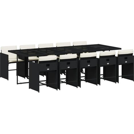 Maison Exclusive - Set de comedor jardín 11 pzas con cojines ratá (1/5)