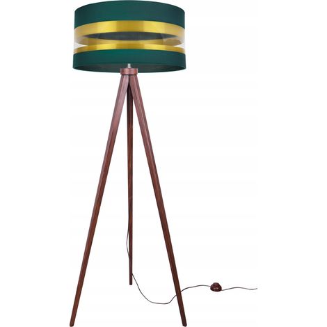 Moderne Dreibein-Stehlampe mit goldfarbenem LED-Schirm (1/5)