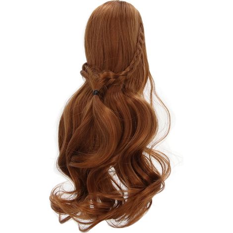 Perruque Bouclée Naturelle pour Poupée BJD 8-9 Pouces, Frange et Cheveux Brun Clair, Accessoire DIY (1/5)