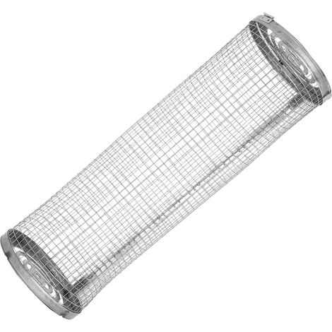 Panier à barbecue roulant à grille ouverte en acier inoxydable, cylindrique, pour poisson, légumes et frites, taille L (1/5)