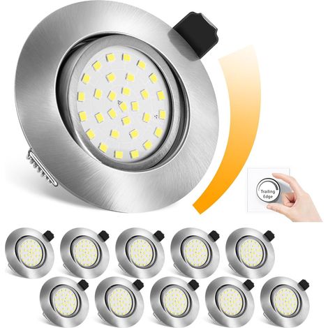Spot LED Encastrable Dimmable,Extra Plat-25mm Spot Orientable ,Encastré Lampe 6000K Blanc Froid 5W 600LM Equi. 70W Ampoule Halogène IP44 Plafonnier Encastré,pour salle de bain, salon, boite de 10 (1/5)