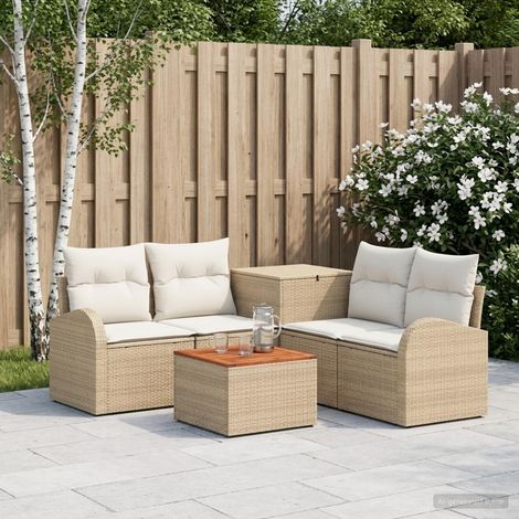 vidaXL Juego de Sofá 6 uds. Beige y blanco crema 55 x 55 x 37 cm (1/5)