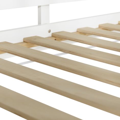 Cama alta infantil 90x200 de madera blanca, con armario para dormitorio, sin colchón FloraGrace (1/5)