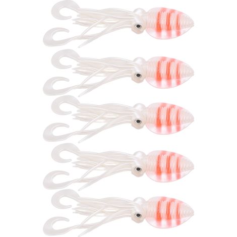 Leurre poulpe souple et lumineux, imitation jupe de calamar, pour la pêche en mer (environ 15 cm). (1/5)