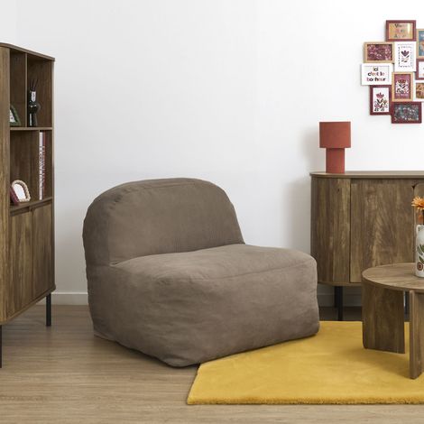 Fauteuil - HOME DECO FACTORY - Compact - Côtelé - Marron (1/5)