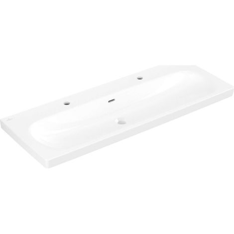Villeroy & Boch Skyla - Lavabo 120x46 cm, con troppopieno, 2 fori per miscelatore, CeramicPlus, bianco alpino 5A51C4R1 (1/3)