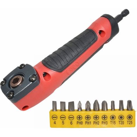 Adaptador de taladro de ángulo recto de 90° con mango ergonómico - negro y rojo - 1 pieza. Portapuntas de ángulo recto (1/5)