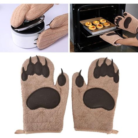 Bardusch-Gant de cuisine en silicone motif ours, épais, résistant à la chaleur, avec trou de suspension – pour four, pizza, barbecue (1/5)