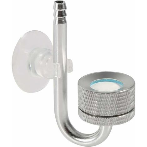 CO2-Diffusor aus Aluminiumlegierung für Aquarien mit Saugnapf (Silber)