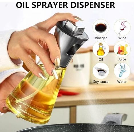 Pulverizadores de aceite de oliva de acero inoxidable，Juego de 2 con embudo pequeño，200 ml，Accesorios para barbacoa (1/4)