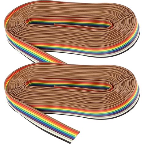 2 Rouleaux de Câble Ruban 10 Broches 5 M Multicolore Câble Plat Flexible de Connexion pour Câblage Interne Ordinateur et Réparation Électronique (1/5)