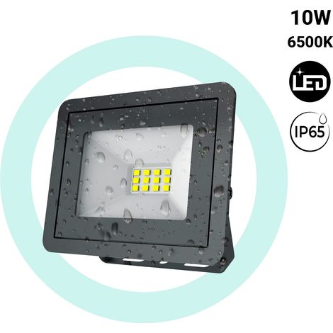 Proyector LED De Exterior - Slim - 10W - 1100lm - IP65 - Blanco Frío - Negro