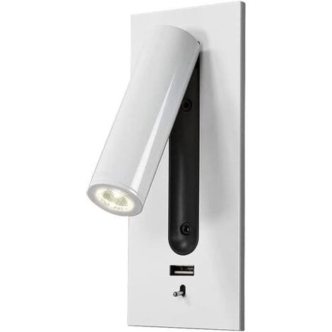 BUNTHAUS Éclairage mural, lampe murale LED réglable, lampe de lecture focalisée, lampe murale moderne avec port de charge USB pour salon, chambre à coucher, hôtel, blanc (1/5)