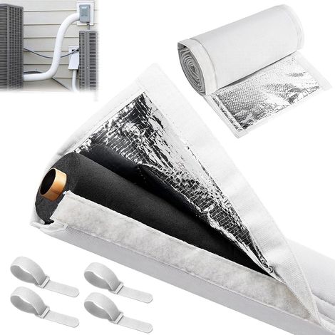 Guaina isolante in alluminio a 3 strati per tubi di condizionamento esterni. Offre protezione contro raggi UV, gelo e pioggia. Realizzata in resistente tessuto Oxford. Include accessori di fissaggio p (1/5)
