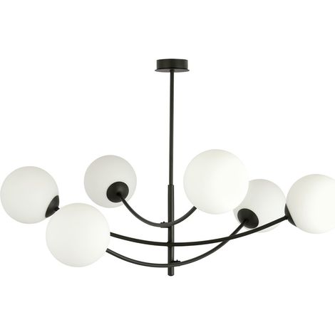 Lampadario Emibig Hunter 6 nero/opalino 6xE14 1102/6 (1/5)