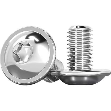 Lot de 20 vis à tête plate avec bride - Vis Torx M4 x 10 mm - Vis à tête bombée ISO 7380-2 - Vis à bride en acier inoxydable A2 V2A - Filetage complet (1/5)