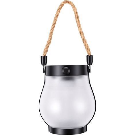 Lanterne solaire à flamme, lampe de camping d'extérieur multifonctionnelle avec double chargement USB Type C, résistante à la pluie, idéale pour le jardin, la terrasse ou le patio. Finition mate. (1/5)