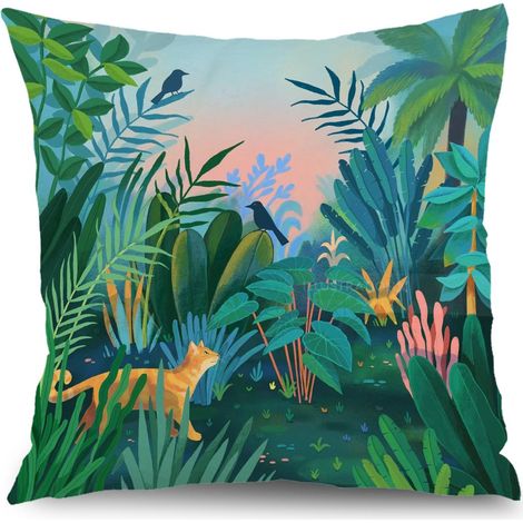 Housses de coussin extérieur fleurs, décoration jardin terrasse balcon maison,50×50cm (1/5)