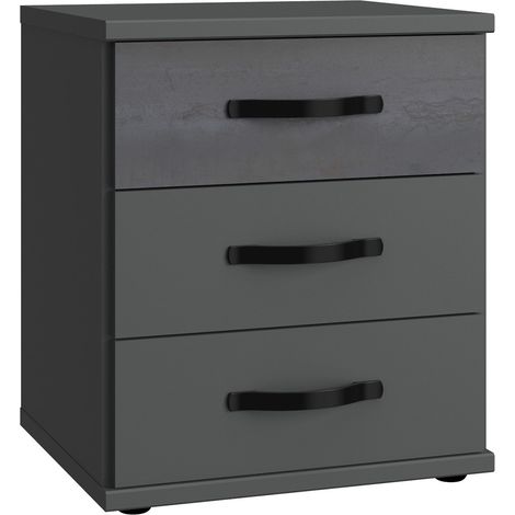 Commode, meuble de rangement coloris Graphite, rechampis noir - Longueur 46 x Hauteur 58 x Profondeur 40 cm -PEGANE-