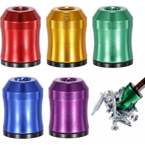 Set di 5 anelli magnetici per punte da cacciavite, porta punte rimovibili per trapani  Porta punte universale per cacciaviti esagonali e punte per cacciavite  Porta viti in lega