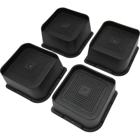 Lot de 4 Rehausseurs de Meuble en ABS en Forme de L Antidérapants pour Pieds de Chaise, Canapé, Table, Bureau, Tablette de Rangement, Noir, 7,6 cm (1/5)